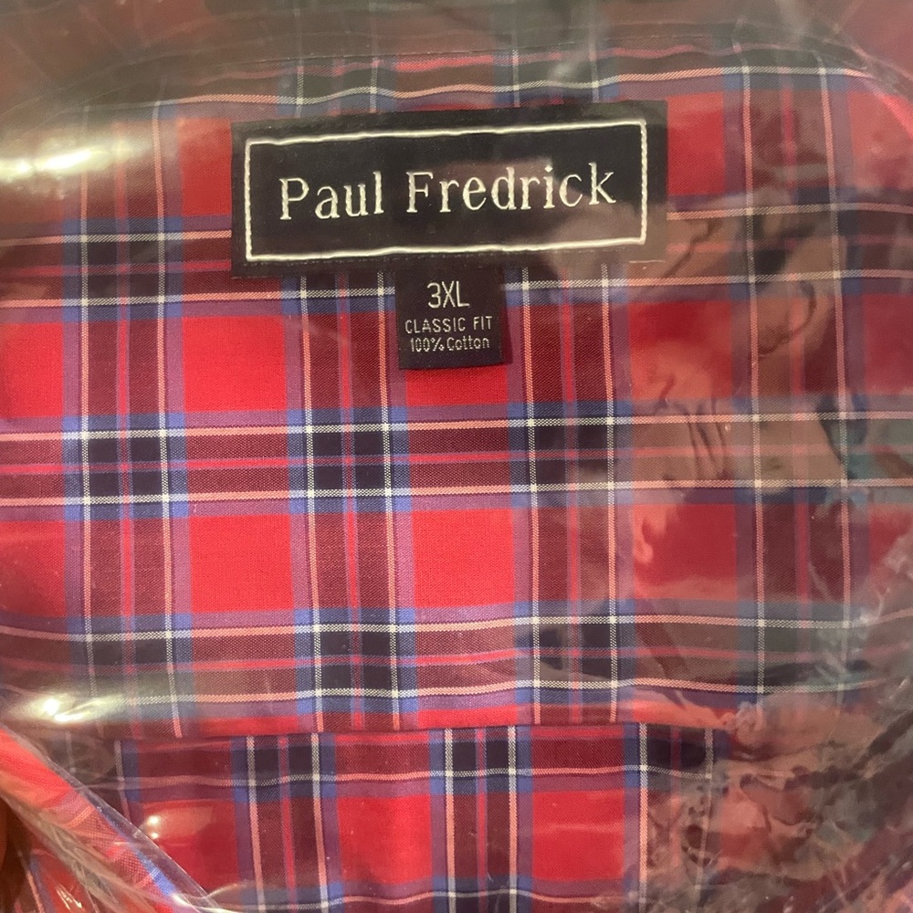 Paul Fredrick Blue and Red Checkered Shirt - Picture 2 of 3